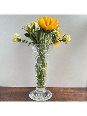 Waterford 10” Trumpet Crystal Pedestal Vase